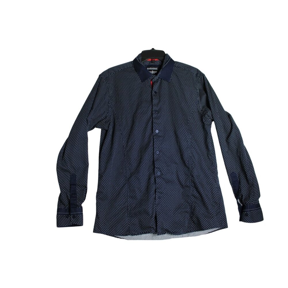 Barabas L/S Blue Polka Dot Button Down Dress Shirt Mens Large